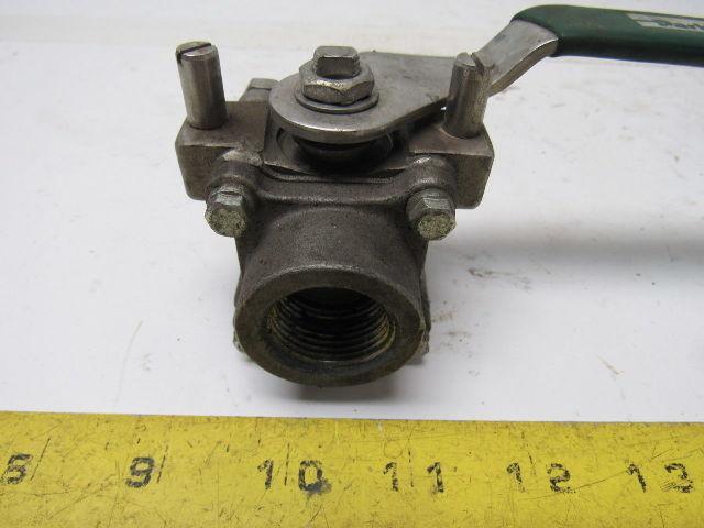 Parker 12F-SB12L-T-SS 3/4" Stainless Steel 2 Way Ball Valve PTFE Seat