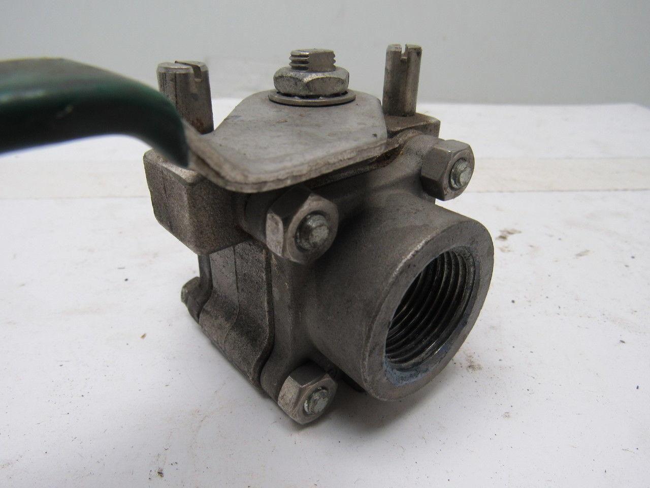 Parker 12F-SB12L-T-SS 3/4" Stainless Steel 2 Way Ball Valve PTFE Seat