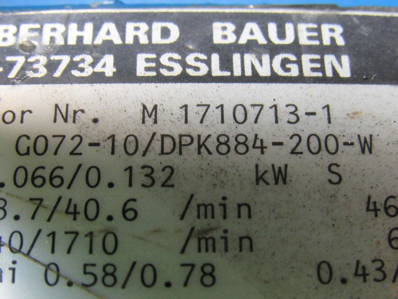 Eberhard Bauer G072-10/DPK884-200-W Electric Gear Motor 460V 0.43/0.48A