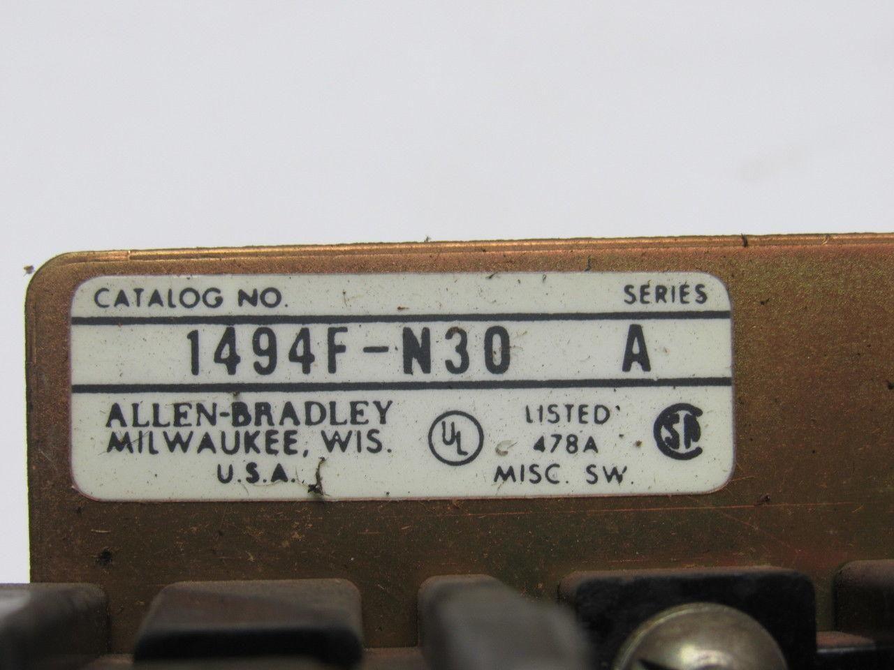 A-B Allen Bradley 1494F-N30 Ser. A Fixed-Depth Flange Mounted Disconnect Switch