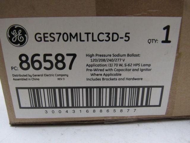 GE GES70MLTLC3D-5 Hi Pressure Sodium Ballast 120/208/240/277V 70W, S-62 Lamp