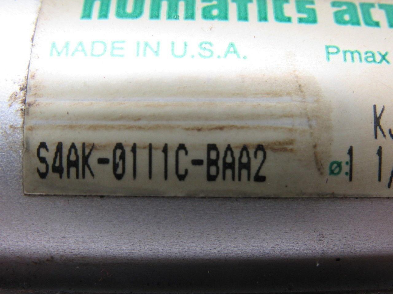 Numatics S4AK-01I1C-BAA2 1-1/2" Bore X 1" Stroke Pneumatic Cylinder