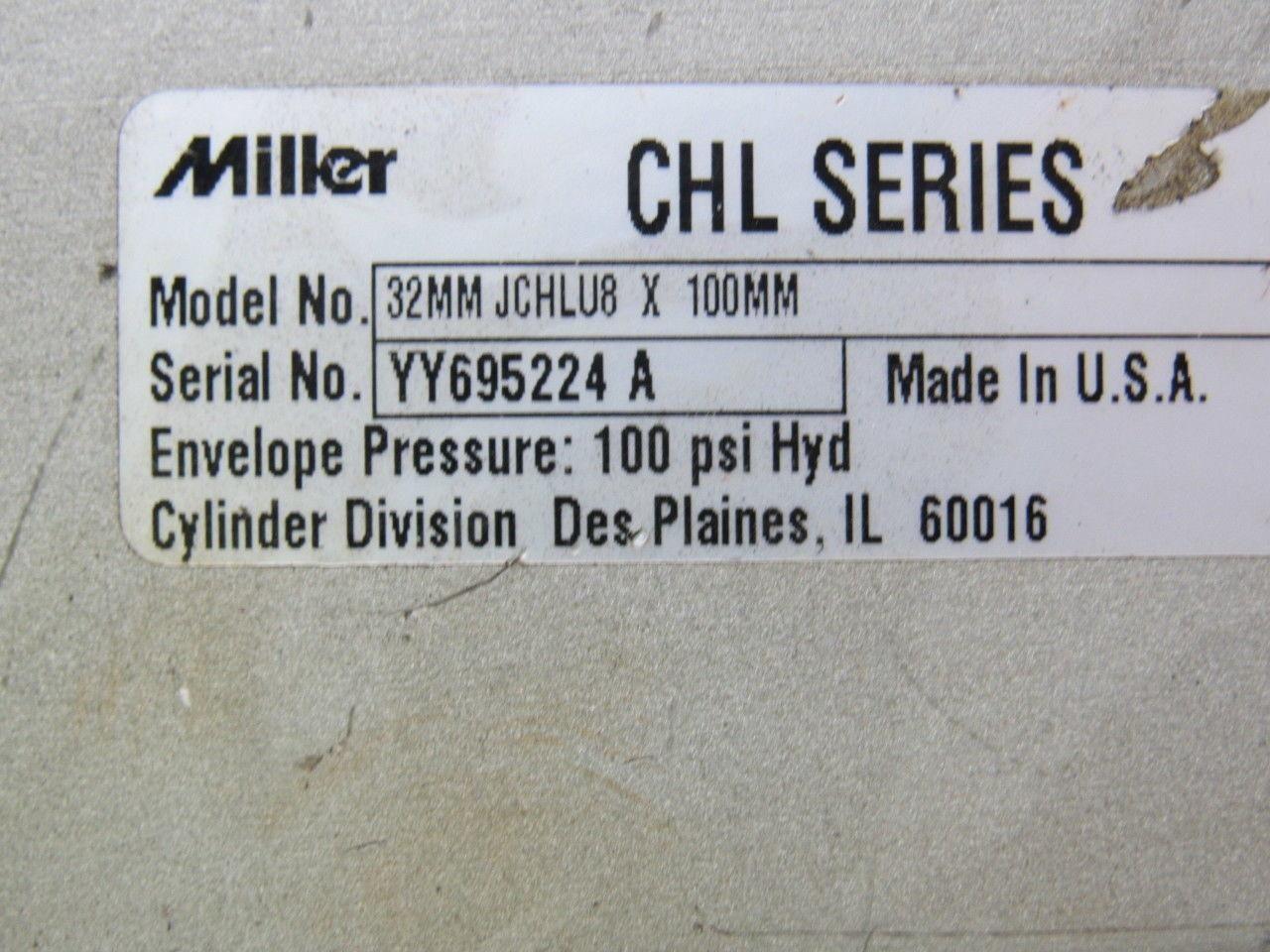 Miller 32mm JCHLU8 X 100mm Compact Hydraulic Cylinder 32mm Bore X 100mm Stroke