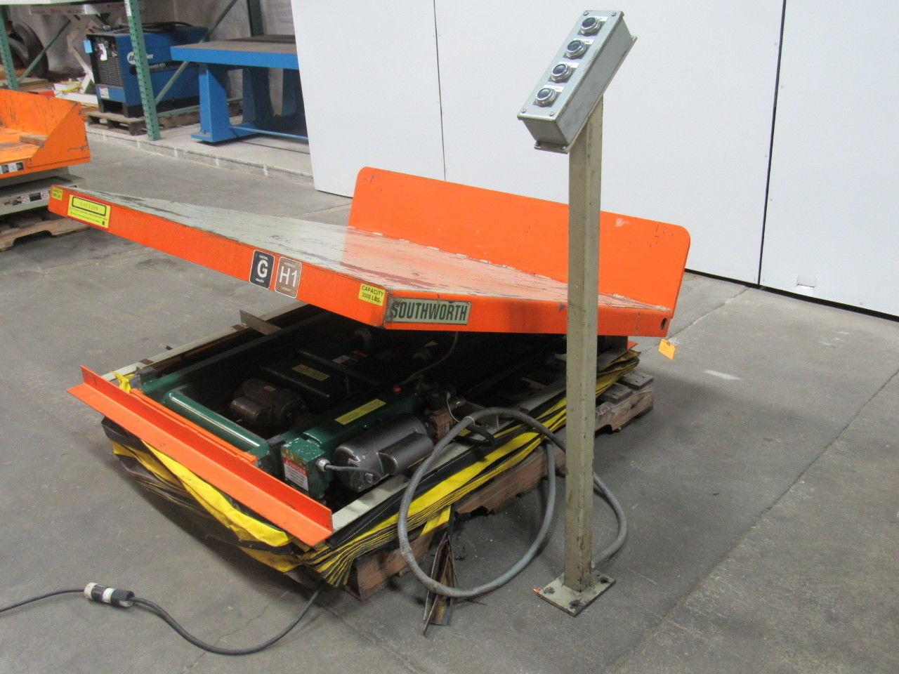 SOUTHWORTH Lift Tilt Table 3000Lb 12-36"Travel 58x48" Top 115V Single Phase