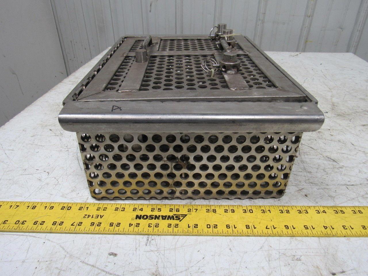 14-1/2" X 11" Stainless Steel Solvent Dip Wash Basket With Compartments & Lid