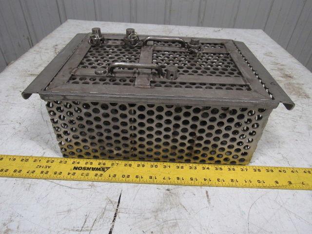 14-1/2" X 11" Stainless Steel Solvent Dip Wash Basket With Compartments & Lid