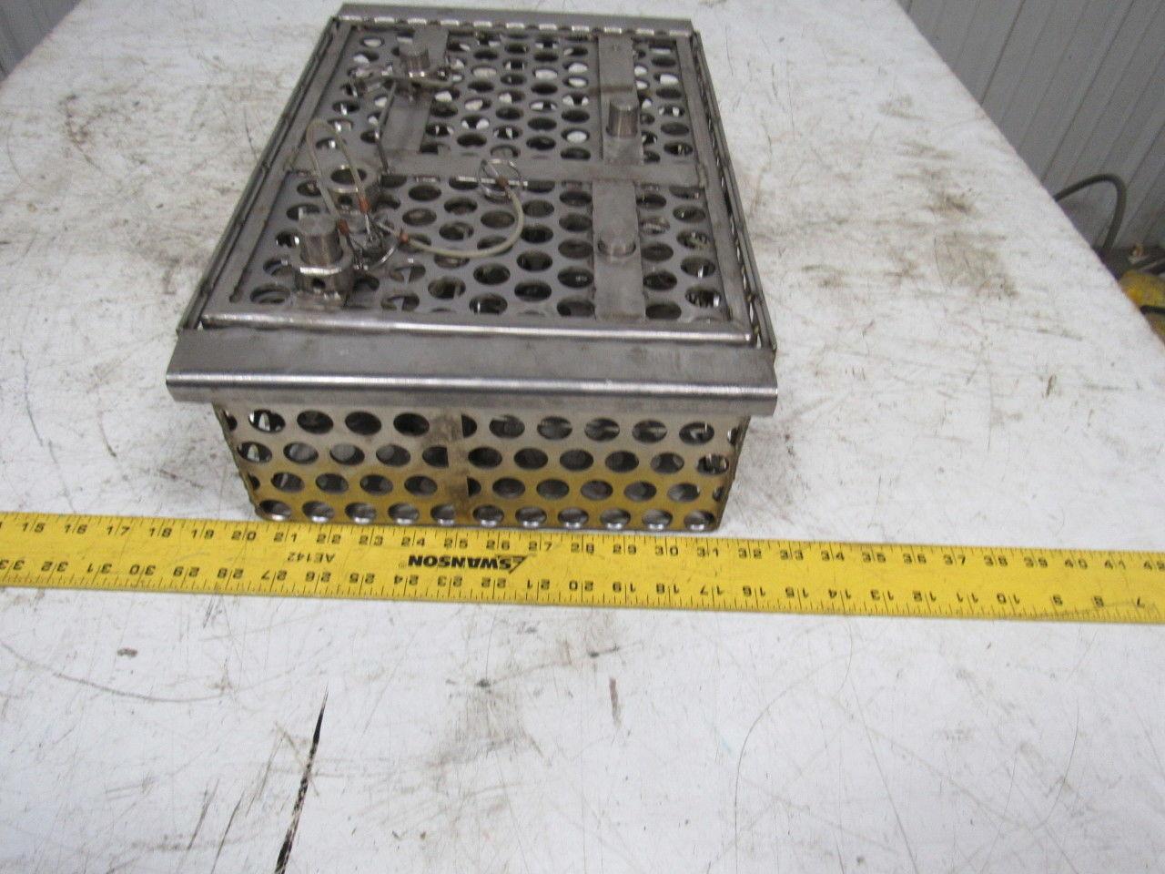14-1/2" X 11" Stainless Steel Solvent Dip Wash Basket With Compartments & Lid