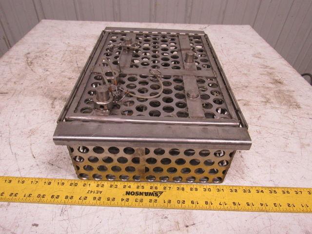 14-1/2" X 11" Stainless Steel Solvent Dip Wash Basket With Compartments & Lid