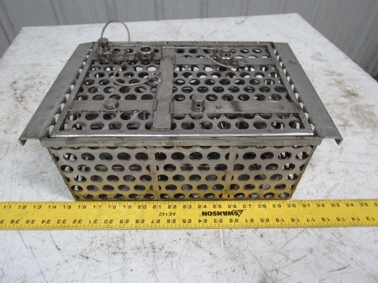 14-1/2" X 11" Stainless Steel Solvent Dip Wash Basket With Compartments & Lid