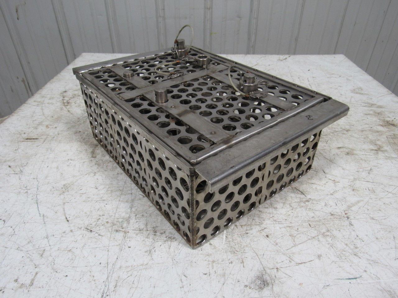 14-1/2" X 11" Stainless Steel Solvent Dip Wash Basket With Compartments & Lid