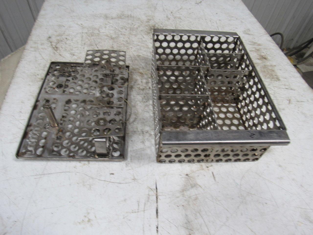 14-1/2" X 11" Stainless Steel Solvent Dip Wash Basket With Compartments & Lid