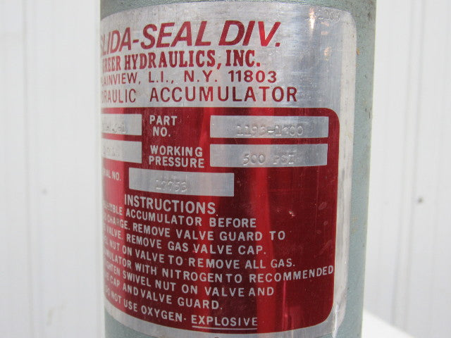 Greer Hydraulics 1193-1200 50L-4.5-1 Hydraulic Accumulator 1 Gallon WP 500 psi