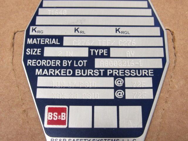 BS & B 2" Type AV Reverse Buckling Disk/Rapture Disk