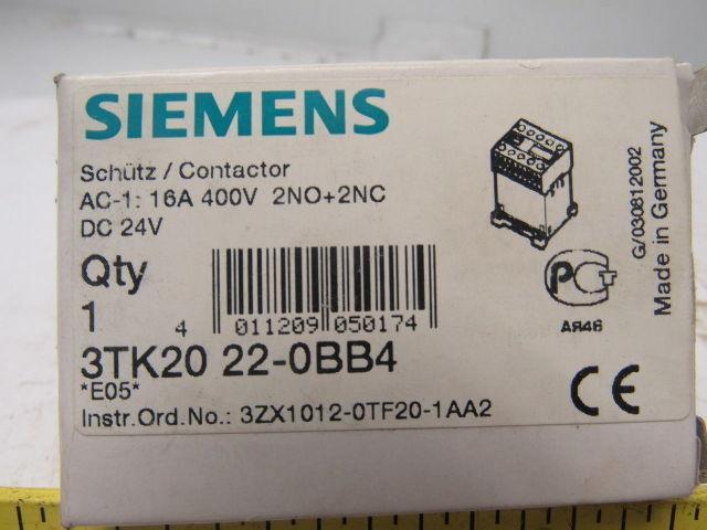 Siemens 3TK20 22-0BB4 Contactor AC-1:16A 400V 2NO+2NC 24VDC