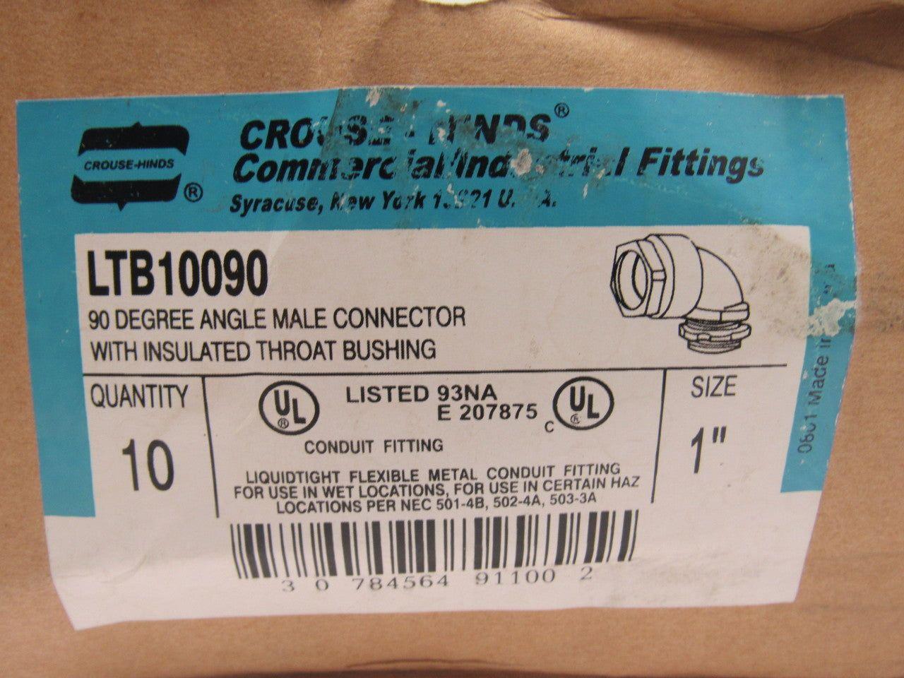 Crouse Hinds Co LBT1009 1" 90° Male Flexible Conduit Connector Box of 10