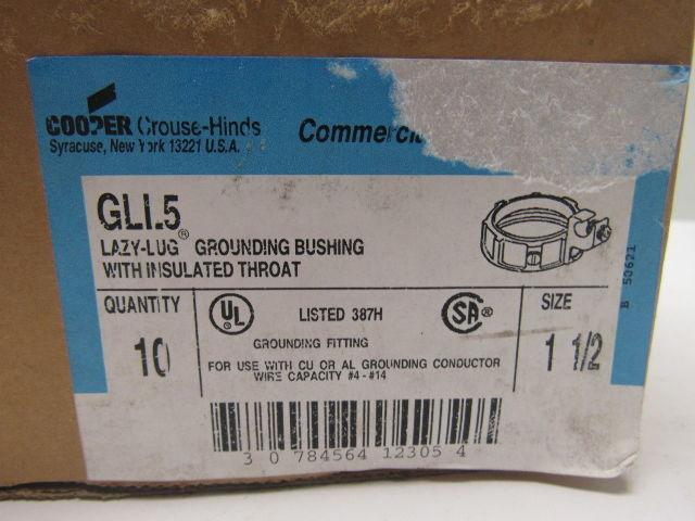 Crouse Hinds Co GLL5 1-1/2" Grounding Bushing W/Insulated Throat Lot of 7