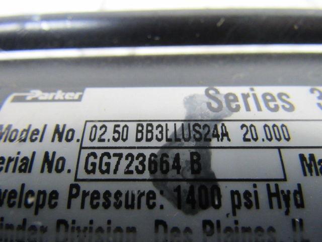 Parker BB3LLUS24 3L 3" Bore 20" Stroke 1-1/4"-12 Rod Hydraulic Cylinder
