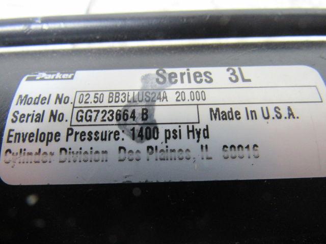 Parker BB3LLUS24 3L 3" Bore 20" Stroke 1-1/4"-12 Rod Hydraulic Cylinder