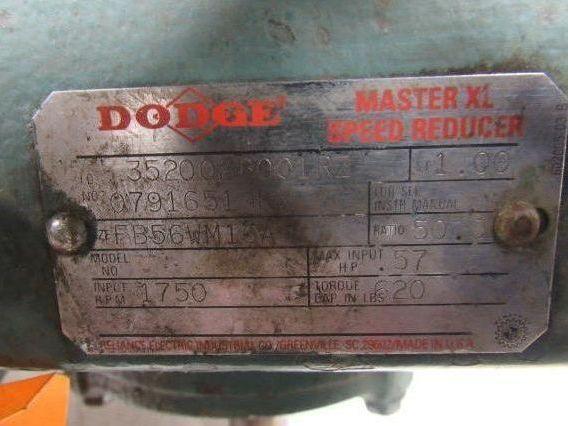 Dodge Reliance 56WM16A Gearmotor 50:1 Reducer 3/4Hp 230/460V 3PH 56C Dual Output