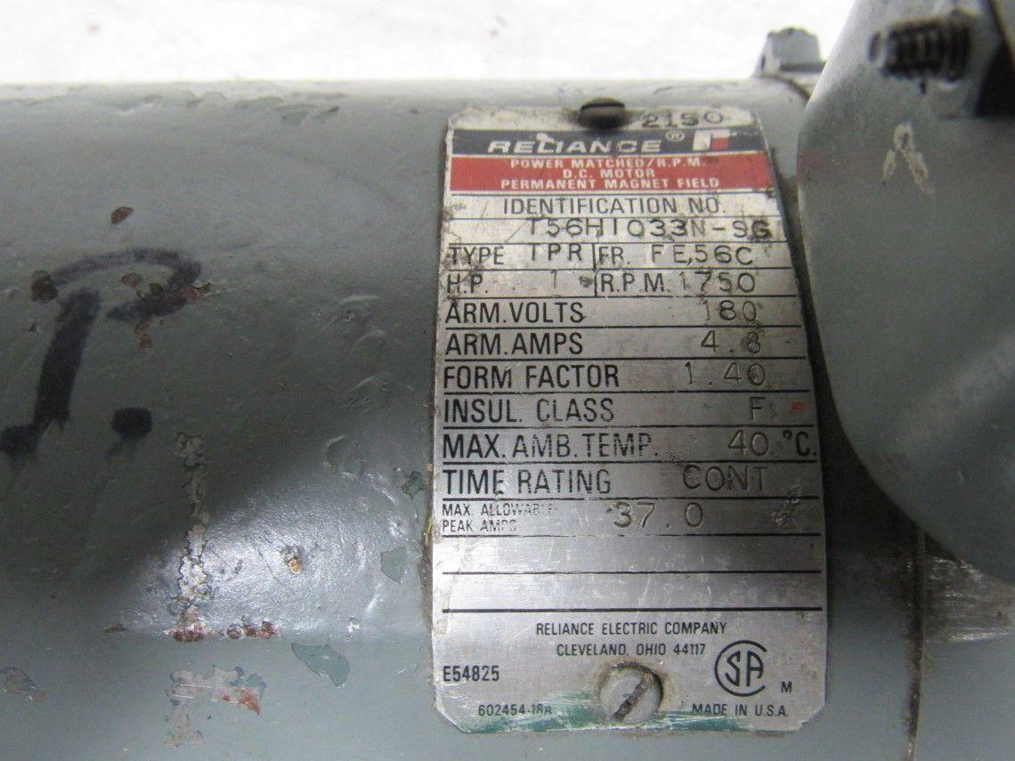 Reliance T56H1033N-SG Type TPR 180 VDC 1 HP 1750 RPM 5/8" Dbl Shaft Motor