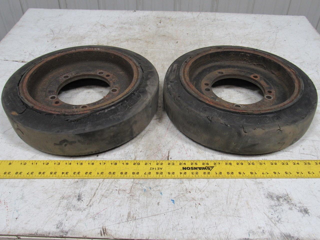 16 X 4 x 11-1/4 Forklift Tire Wheel 7-1/2" Center Hole 5 Bolt Lot of 2