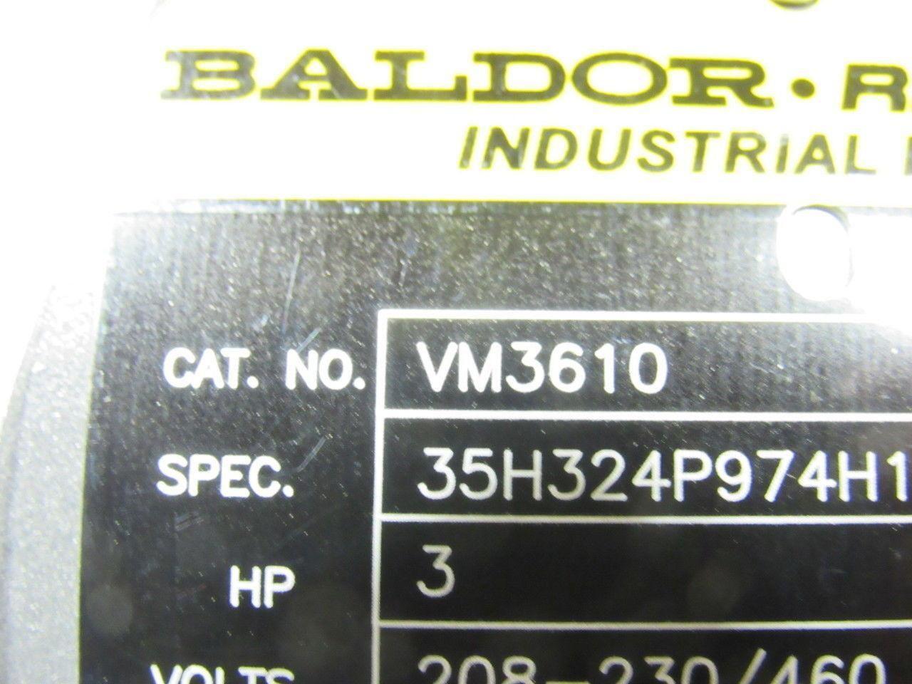 Baldor VM3610 3 HP 3 PH 208-230/460 V 3450 RPM Electric Motor NEW!