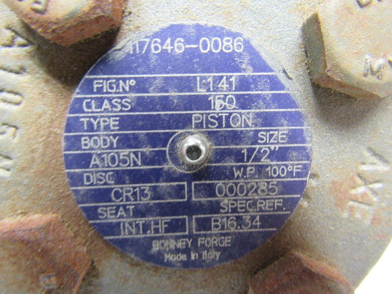 Bonney Forge L141 Bonney Forge L141 1/2" Bolted Bonnet Piston Check Valve