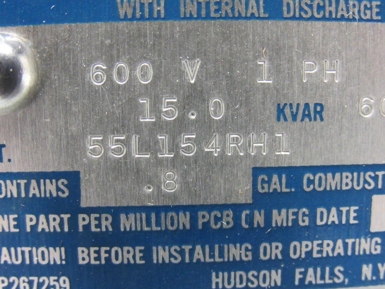 GE General Electric 55L154RH1 119622119622 Capacitor 15KVAR 600V 60Hz