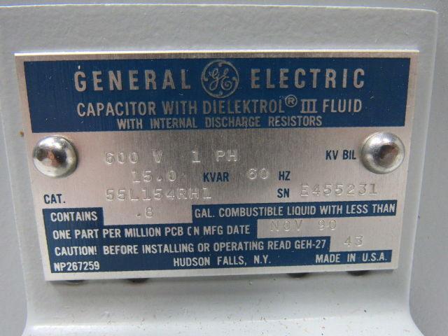GE General Electric 55L154RH1 119622119622 Capacitor 15KVAR 600V 60Hz