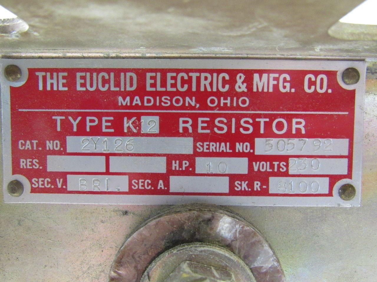 EUCLID ELEC. 2Y126 K2 Resistor 10HP 230V DC SEC V BRL Vintage New Shipped 1967 !
