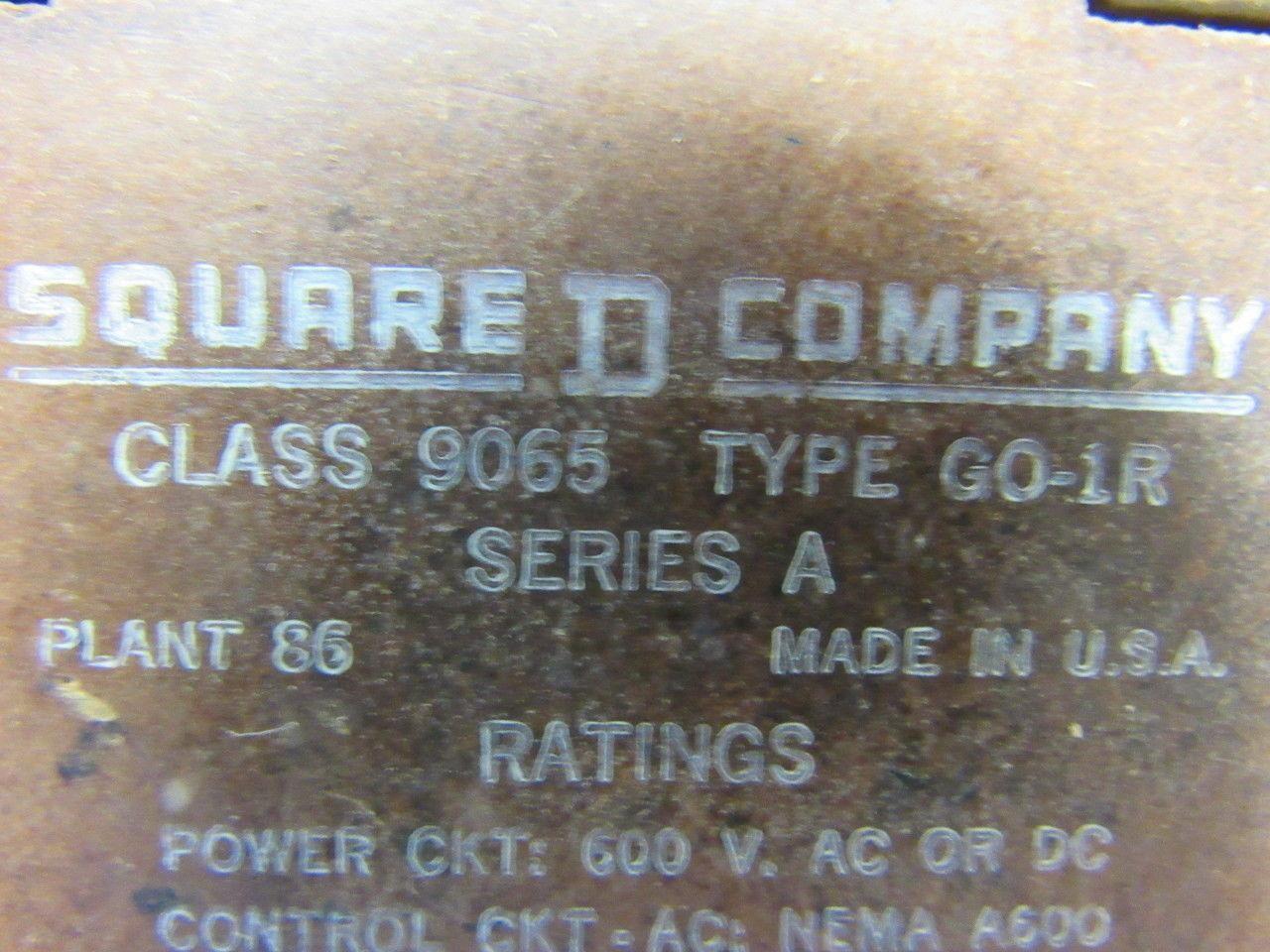Square D 9065 GO-1R Series A Thermal Overload Relay Open Type Melting Alloy