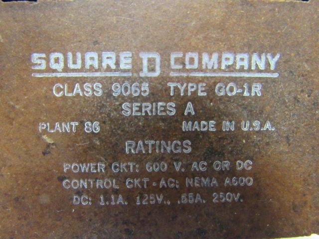 Square D 9065 GO-1R Series A Thermal Overload Relay Open Type Melting Alloy