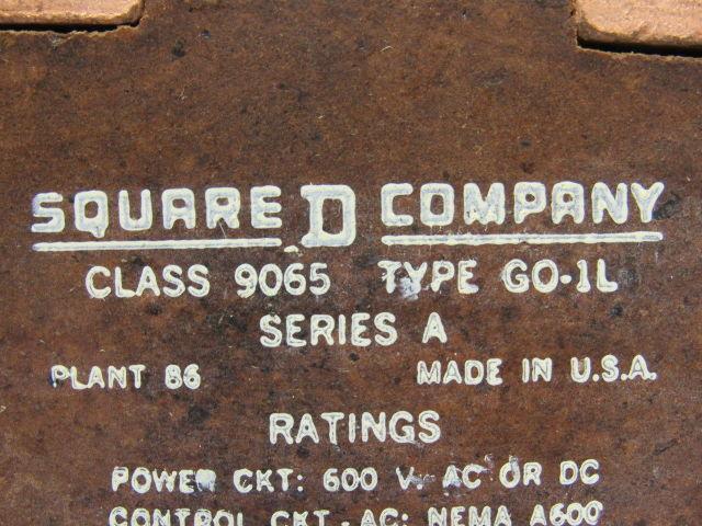 Square D 9065 GO-1L Series A Thermal Overload Relay Open Type Melting Alloy