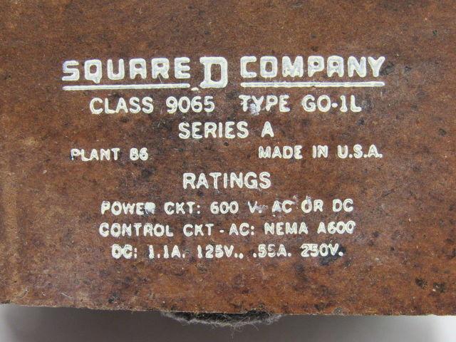 Square D 9065 GO-1L Series A Thermal Overload Relay Open Type Melting Alloy