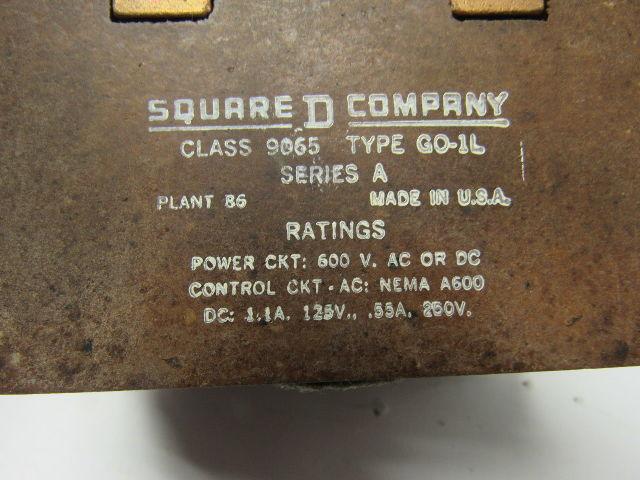 Square D 9065 GO-1L Series A Thermal Overload Relay Open Type Melting Alloy
