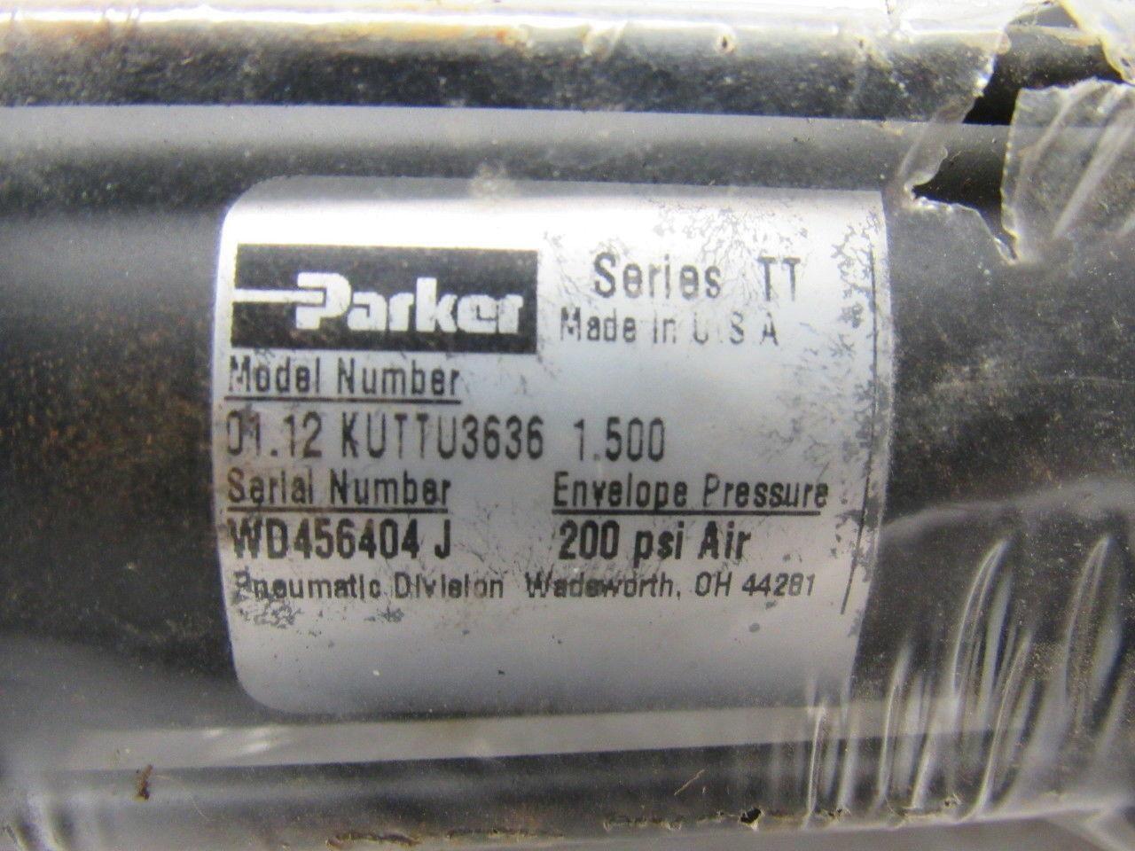 Parker 01.12 KUTTU3636 1.500 1-1/8" Bore X 1-1/2" Stroke Double End Air Cylinder