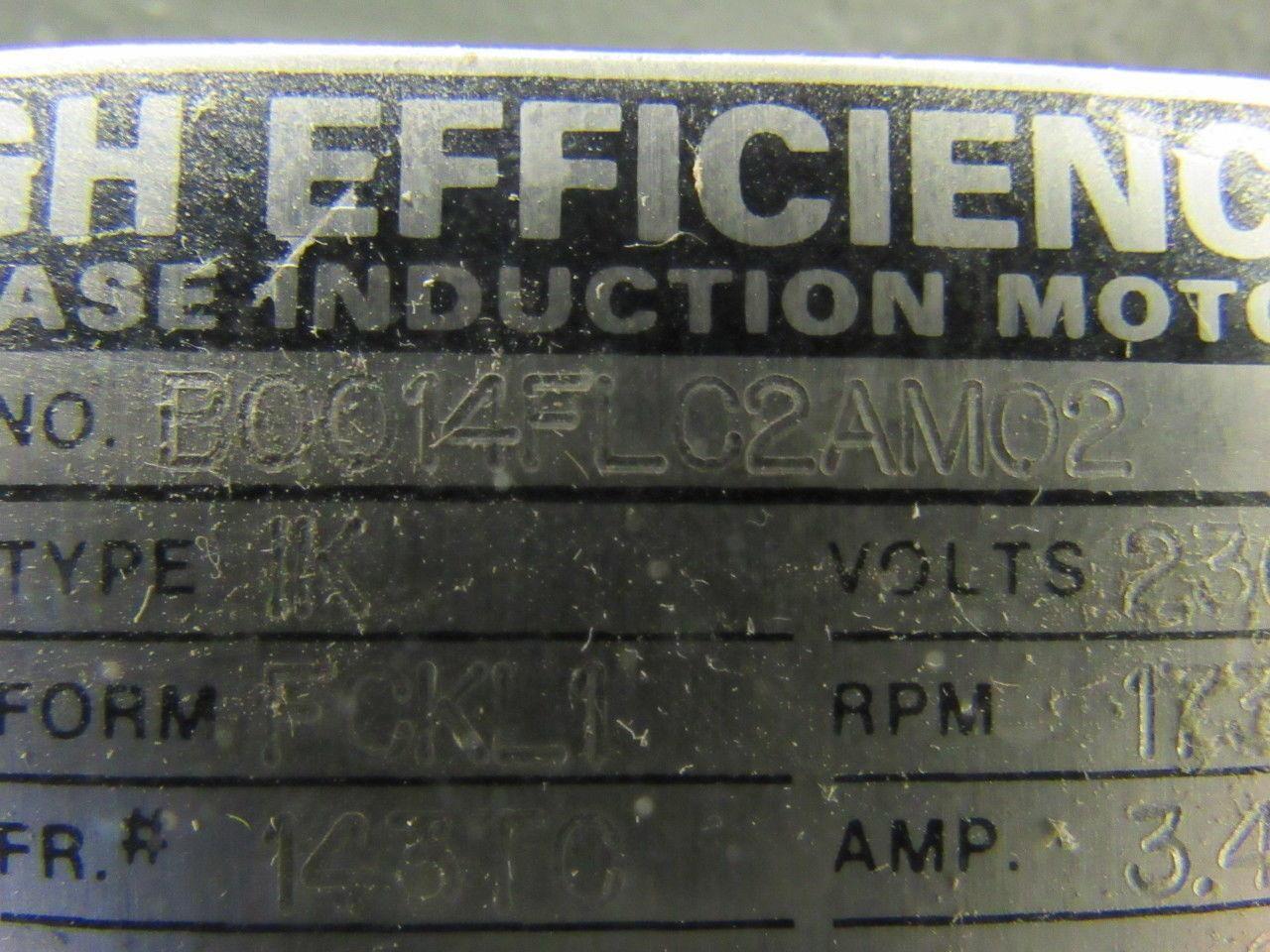 Toshiba B0014FLC2AM02 1 HP 1730 RPM 3 PH 230/460V Electric Motor