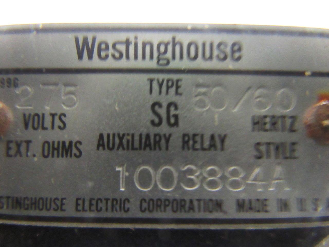 Westinghouse Type SG Auxiliary Relay 275V 50/60Hz