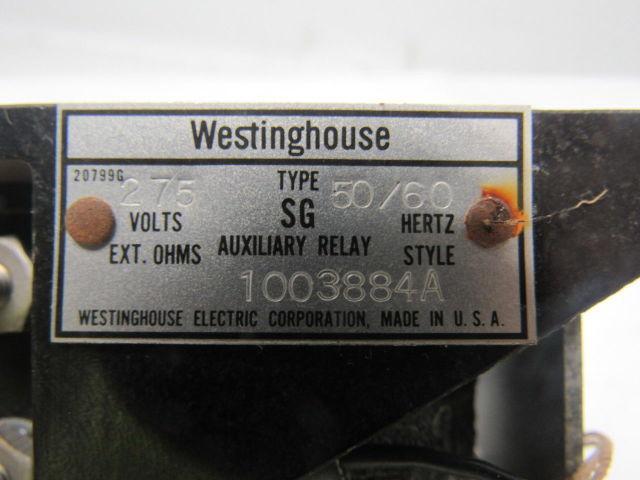 Westinghouse Type SG Auxiliary Relay 275V 50/60Hz