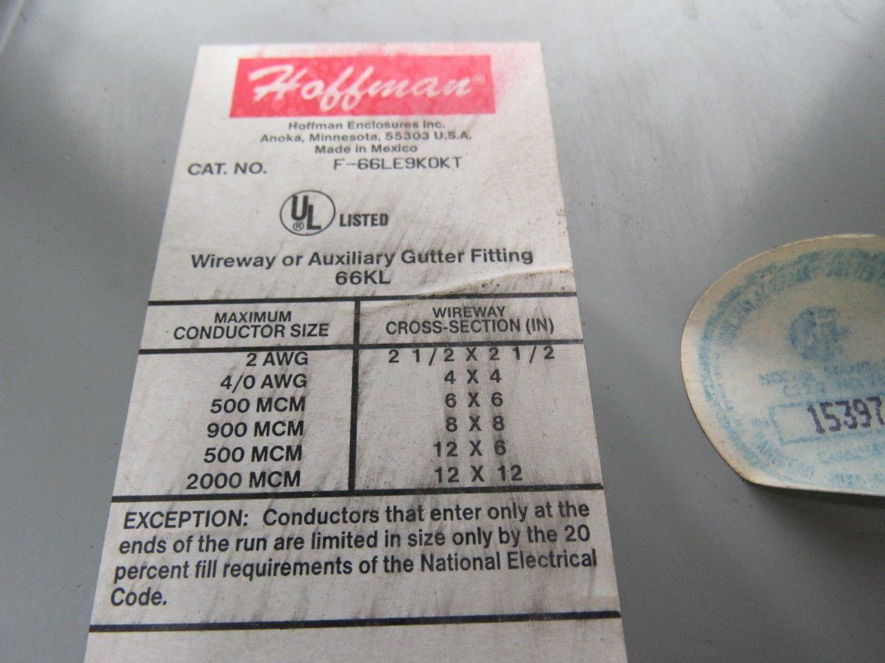 Hoffman F-66LE9K0KT 120332120332 90° Elbow W/Gaskets Auxiliary Gutter Fitti