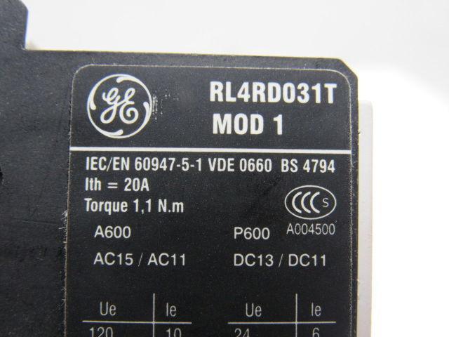 GE General Electric RL4RD031T Mod 1 24 VDC Coil Control Relay Contactor Lot of 3