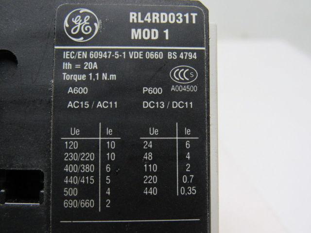 GE General Electric RL4RD031T Mod 1 24 VDC Coil Control Relay Contactor Lot of 3