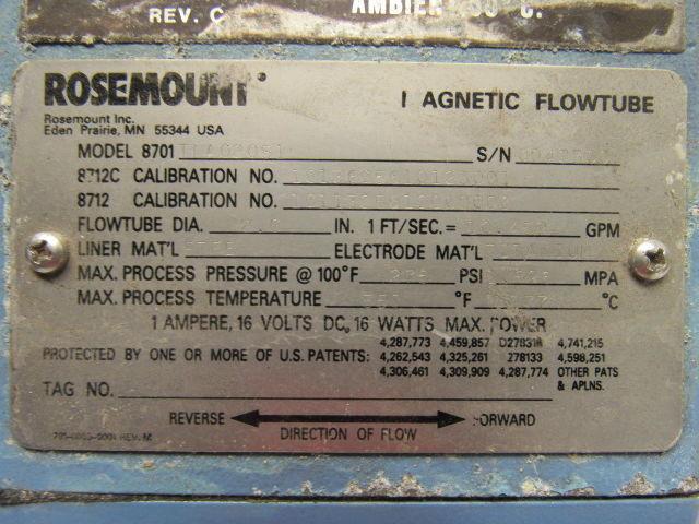 Rosemount 8701TNA020S1 2" Magnetic Flow Tube Flanged Sensor