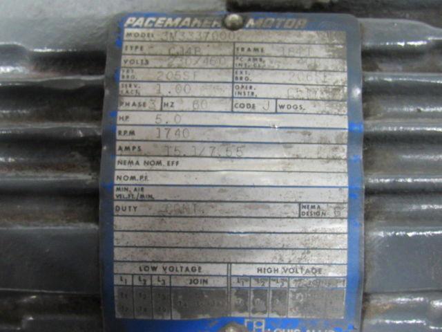 Louis Allis 3M33370002 5HP 3Ph 1740 RPM 230/460V Electric Motor 184T Frame