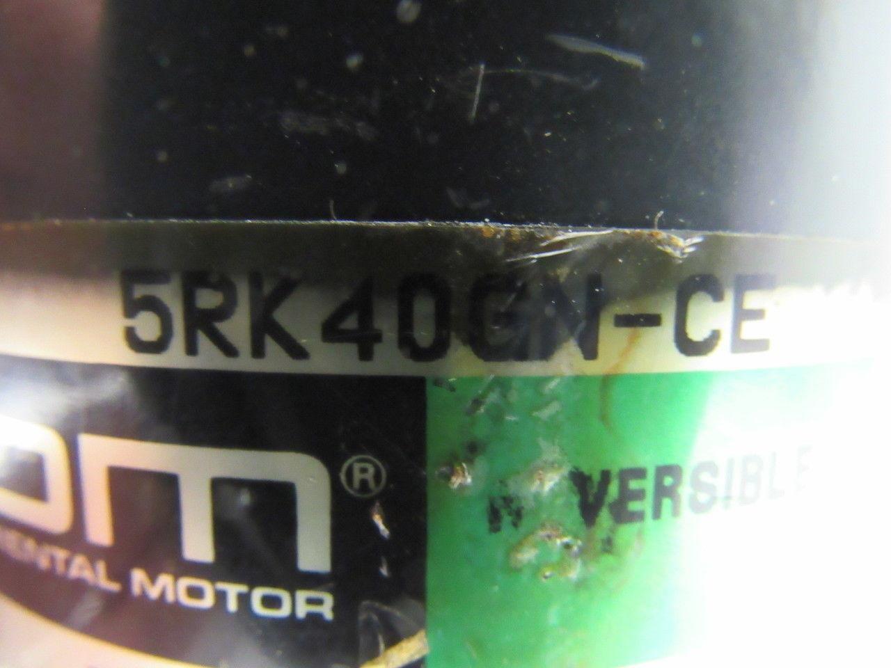Oriental Motor 5RK40GN-CE Reversible Electric Motor W/5GN18K Gear Head