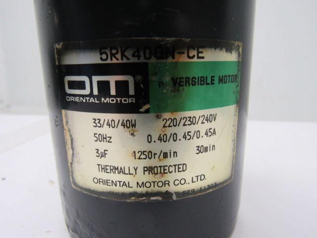 Oriental Motor 5RK40GN-CE Reversible Electric Motor W/5GN18K Gear Head