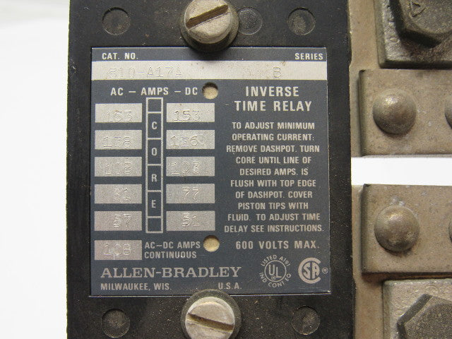 A-B Allen Bradley 810A17A Inverse Time Relay 108A