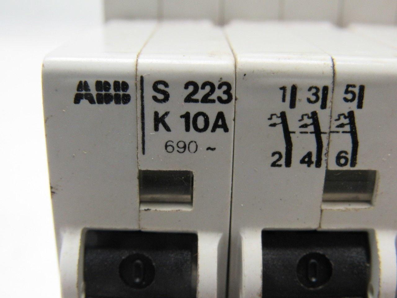 ABB S223K10A Circuit Breaker 3 Pole 10A 690V