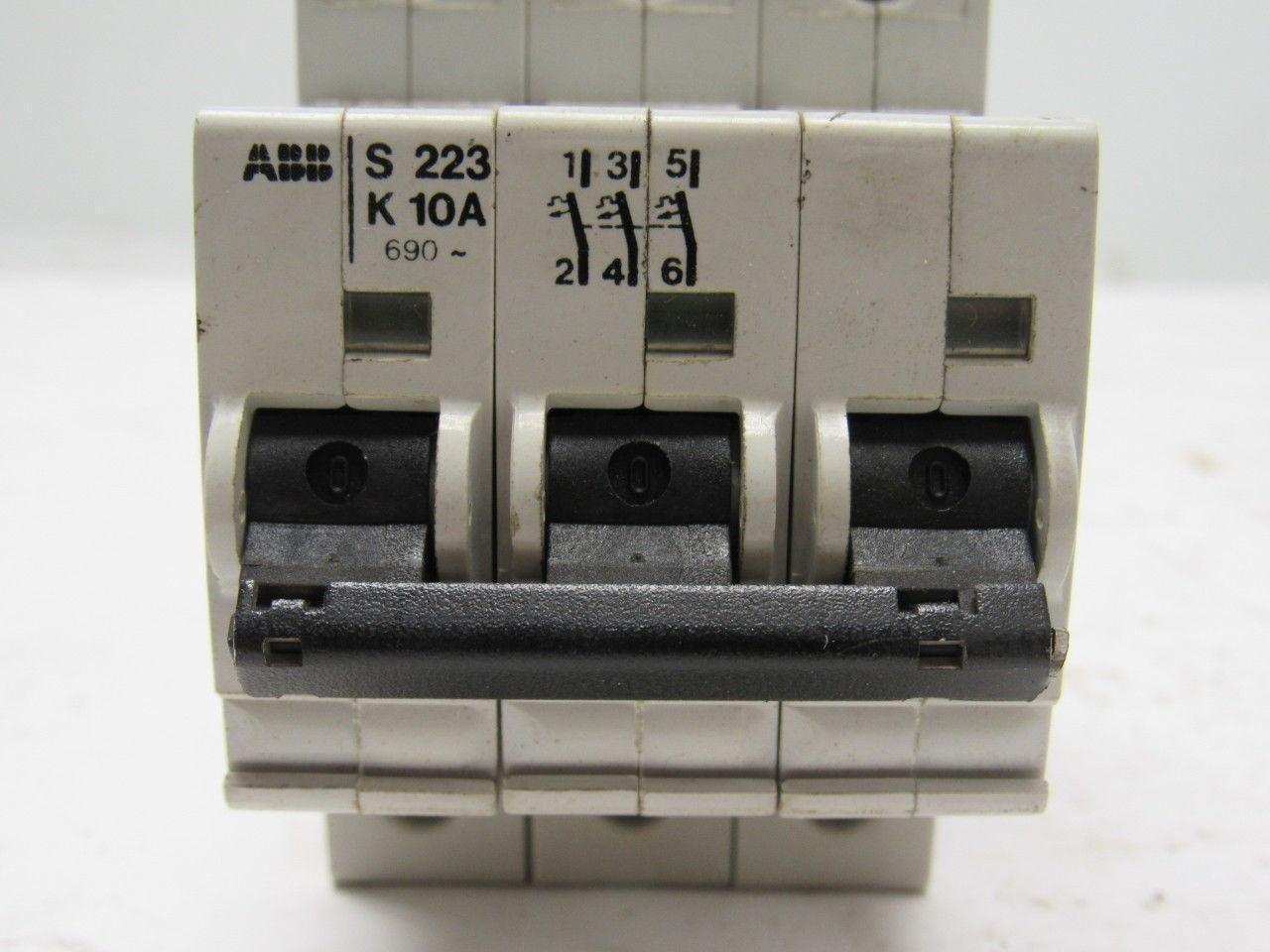 ABB S223K10A Circuit Breaker 3 Pole 10A 690V