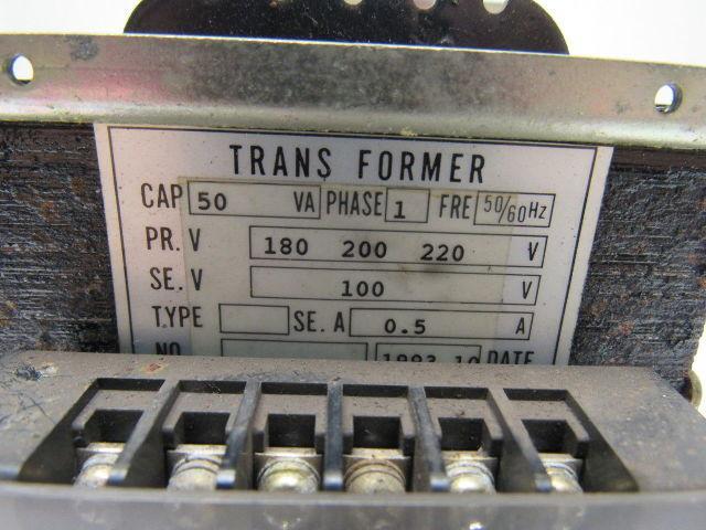 Transformer 50VA 180-200-220V Primary 100V Secondary 1PH 50/60Hz